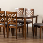 Baxton Studio Caron Modern and Contemporary Grey Fabric Upholstered and Walnut Brown Finished Wood 7-Piece Dining Set