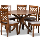 Baxton Studio Norah Modern and Contemporary Grey Fabric Upholstered and Walnut Brown Finished Wood 7-Piece Dining Set