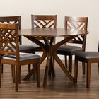 Baxton Studio Norah Modern and Contemporary Grey Fabric Upholstered and Walnut Brown Finished Wood 7-Piece Dining Set