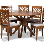 Baxton Studio Norah Modern and Contemporary Grey Fabric Upholstered and Walnut Brown Finished Wood 7-Piece Dining Set