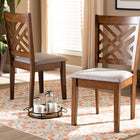 Baxton Studio Caron Modern and Contemporary Grey Fabric Upholstered and Walnut Brown Finished Wood 2-Piece Dining Chair Set
