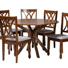 Baxton Studio Maya Modern Grey Fabric and Walnut Brown Finished Wood 7-Piece Dining Set