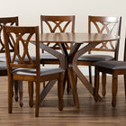 Baxton Studio Maya Modern Grey Fabric and Walnut Brown Finished Wood 7-Piece Dining Set