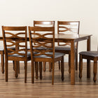 Baxton Studio Lanier Modern and Contemporary Grey Fabric Upholstered and Walnut Brown Finished Wood 7-Piece Dining Set