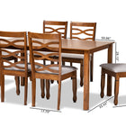Baxton Studio Lanier Modern and Contemporary Grey Fabric Upholstered and Walnut Brown Finished Wood 7-Piece Dining Set