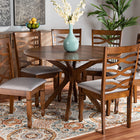 Baxton Studio Mila Modern and Contemporary Grey Fabric Upholstered and Walnut Brown Finished Wood 7-Piece Dining Set