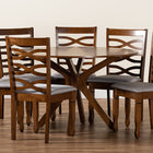 Baxton Studio Mila Modern and Contemporary Grey Fabric Upholstered and Walnut Brown Finished Wood 7-Piece Dining Set