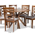 Baxton Studio Mila Modern and Contemporary Grey Fabric Upholstered and Walnut Brown Finished Wood 7-Piece Dining Set