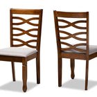 Baxton Studio Lanier Modern and Contemporary Grey Fabric Upholstered and Walnut Brown Finished Wood 2-Piece Dining Chair Set