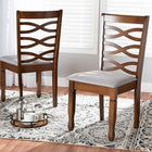 Baxton Studio Lanier Modern and Contemporary Grey Fabric Upholstered and Walnut Brown Finished Wood 2-Piece Dining Chair Set