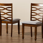 Baxton Studio Lanier Modern and Contemporary Grey Fabric Upholstered and Walnut Brown Finished Wood 2-Piece Dining Chair Set