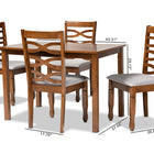 Baxton Studio Lanier Modern and Contemporary Grey Fabric Upholstered and Walnut Brown Finished Wood 5-Piece Dining Set
