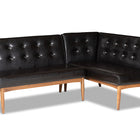 Baxton Studio Arvid Mid-Century Modern Dark Brown Faux Leather Upholstered 2-Piece Wood Dining Nook Banquette Set