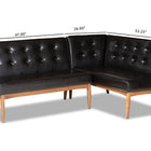 Baxton Studio Arvid Mid-Century Modern Dark Brown Faux Leather Upholstered 2-Piece Wood Dining Nook Banquette Set