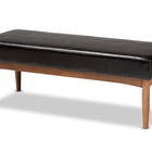 Baxton Studio Arvid Mid-Century Modern Dark Brown Faux Leather Upholstered Wood Dining Bench