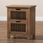 Baxton Studio Clement Rustic Transitional Medium Oak Finished 2-Drawer Wood Spindle End Table