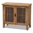 Baxton Studio Clement Rustic Transitional Medium Oak Finished 2-Door Wood Spindle Accent Storage Cabinet