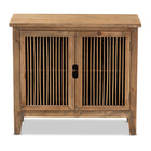 Baxton Studio Clement Rustic Transitional Medium Oak Finished 2-Door Wood Spindle Accent Storage Cabinet