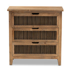 Baxton Studio Clement Rustic Transitional Medium Oak Finished 3-Drawer Wood Spindle Storage Cabinet