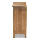 Baxton Studio Clement Rustic Transitional Medium Oak Finished 3-Drawer Wood Spindle Storage Cabinet