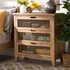 Baxton Studio Clement Rustic Transitional Medium Oak Finished 3-Drawer Wood Spindle Storage Cabinet