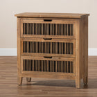 Baxton Studio Clement Rustic Transitional Medium Oak Finished 3-Drawer Wood Spindle Storage Cabinet