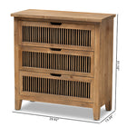 Baxton Studio Clement Rustic Transitional Medium Oak Finished 3-Drawer Wood Spindle Storage Cabinet