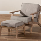 Baxton Studio Sigrid Mid-Century Modern Light Grey Fabric Upholstered Antique Oak Finished 2-Piece Wood Armchair and Ottoman Set