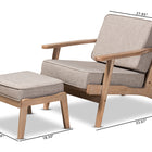 Baxton Studio Sigrid Mid-Century Modern Light Grey Fabric Upholstered Antique Oak Finished 2-Piece Wood Armchair and Ottoman Set