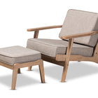 Baxton Studio Sigrid Mid-Century Modern Light Grey Fabric Upholstered Antique Oak Finished 2-Piece Wood Armchair and Ottoman Set