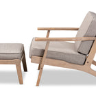 Baxton Studio Sigrid Mid-Century Modern Light Grey Fabric Upholstered Antique Oak Finished 2-Piece Wood Armchair and Ottoman Set
