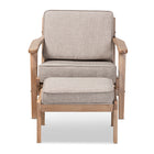 Baxton Studio Sigrid Mid-Century Modern Light Grey Fabric Upholstered Antique Oak Finished 2-Piece Wood Armchair and Ottoman Set