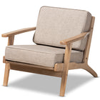 Baxton Studio Sigrid Mid-Century Modern Light Grey Fabric Upholstered Antique Oak Finished Wood Armchair