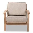 Baxton Studio Sigrid Mid-Century Modern Light Grey Fabric Upholstered Antique Oak Finished Wood Armchair