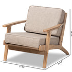 Baxton Studio Sigrid Mid-Century Modern Light Grey Fabric Upholstered Antique Oak Finished Wood Armchair