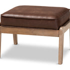 Baxton Studio Sigrid Mid-Century Modern Dark Brown Faux Leather Effect Fabric Upholstered Antique Oak Finished 2-Piece Wood Armchair and Ottoman Set