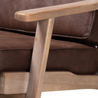 Baxton Studio Sigrid Mid-Century Modern Dark Brown Faux Leather Effect Fabric Upholstered Antique Oak Finished Wood Armchair