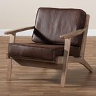 Baxton Studio Sigrid Mid-Century Modern Dark Brown Faux Leather Effect Fabric Upholstered Antique Oak Finished Wood Armchair