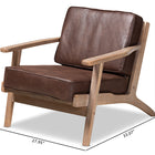 Baxton Studio Sigrid Mid-Century Modern Dark Brown Faux Leather Effect Fabric Upholstered Antique Oak Finished Wood Armchair