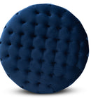 Baxton Studio Sasha Glam and Luxe Royal Blue Velvet Fabric Upholstered Gold Finished Round Cocktail Ottoman