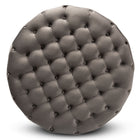 Baxton Studio Sasha Glam and Luxe Grey Velvet Fabric Upholstered Gold Finished Round Cocktail Ottoman
