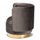 Baxton Studio Saffi Glam and Luxe Grey Velvet Fabric Upholstered Gold Finished Swivel Accent Chair