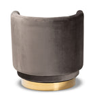 Baxton Studio Saffi Glam and Luxe Grey Velvet Fabric Upholstered Gold Finished Swivel Accent Chair