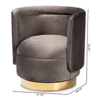 Baxton Studio Saffi Glam and Luxe Grey Velvet Fabric Upholstered Gold Finished Swivel Accent Chair