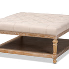 Baxton Studio Kelly Modern and Rustic Beige Linen Fabric Upholstered and Greywashed Wood Cocktail Ottoman
