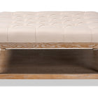 Baxton Studio Kelly Modern and Rustic Beige Linen Fabric Upholstered and Greywashed Wood Cocktail Ottoman