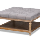 Baxton Studio Kelly Modern and Rustic Grey Linen Fabric Upholstered and Greywashed Wood Cocktail Ottoman
