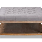 Baxton Studio Kelly Modern and Rustic Grey Linen Fabric Upholstered and Greywashed Wood Cocktail Ottoman