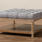 Baxton Studio Kelly Modern and Rustic Grey Linen Fabric Upholstered and Greywashed Wood Cocktail Ottoman