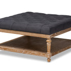 Baxton Studio Kelly Modern and Rustic Charcoal Linen Fabric Upholstered and Greywashed Wood Cocktail Ottoman